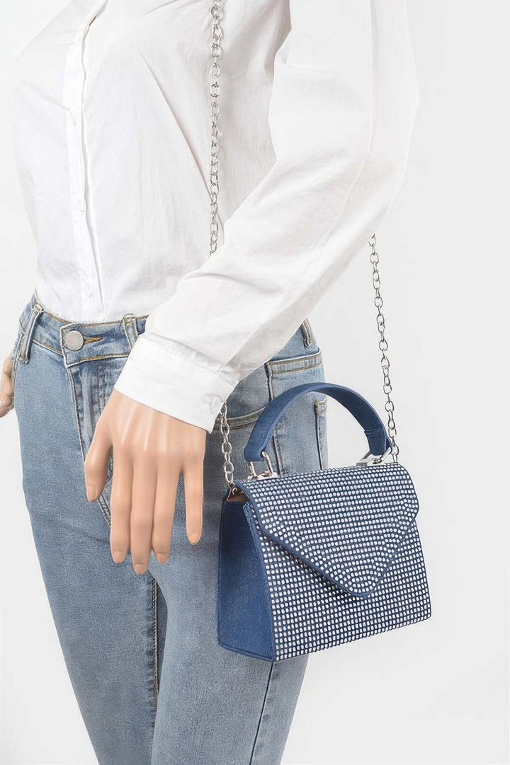 MEATPACKING Hot Fix Stone Denim Top Handle Bag: BYMANYC ® New York