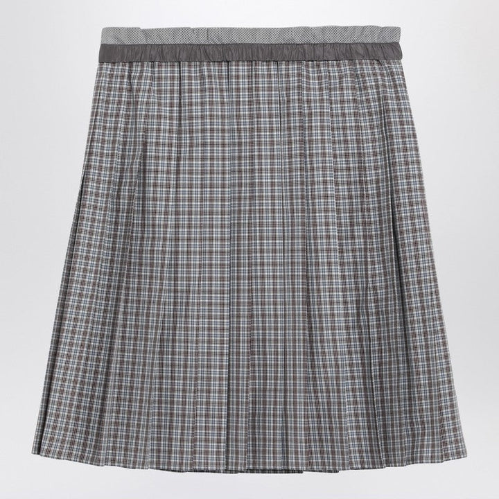 Miu Miu Pleated Skirt Blue/Bordeaux Check Pattern Women