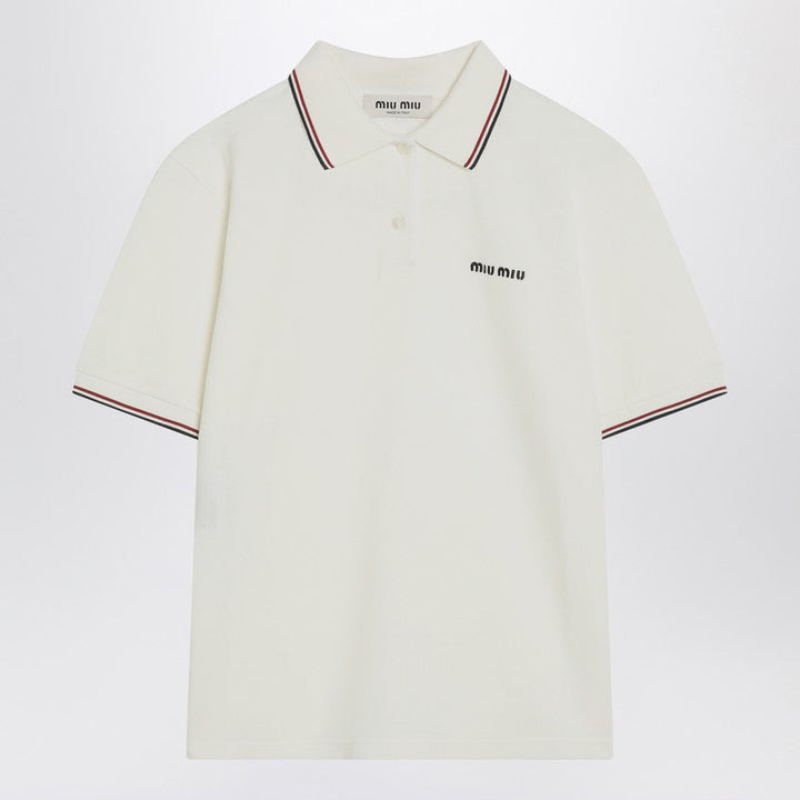 Miu Miu White Short-Sleeve Polo With Logo Women