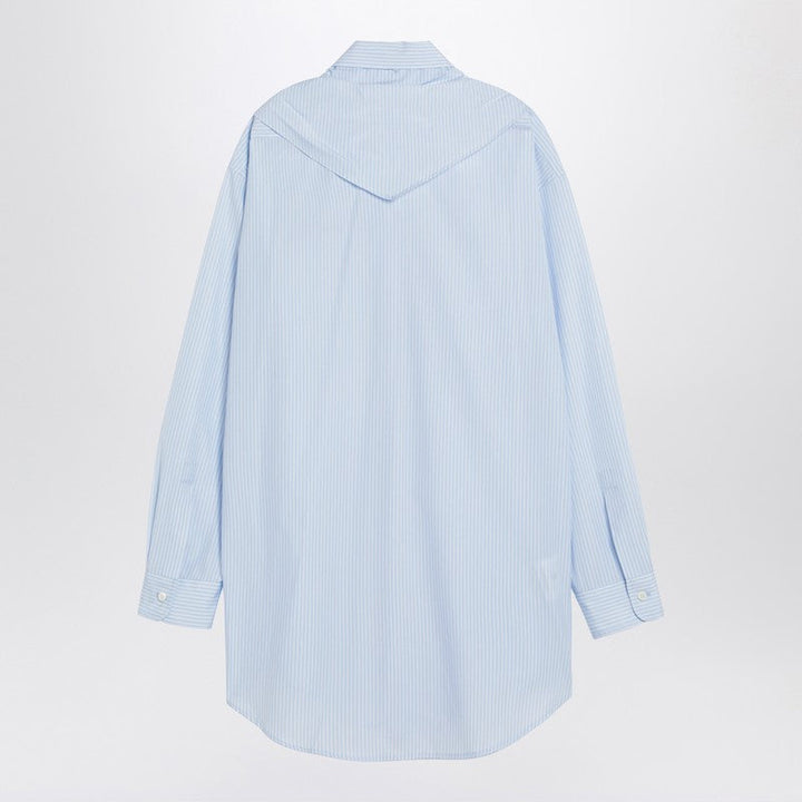 Miu Miu Light Blue/White Striped Shirt With Scarf Women