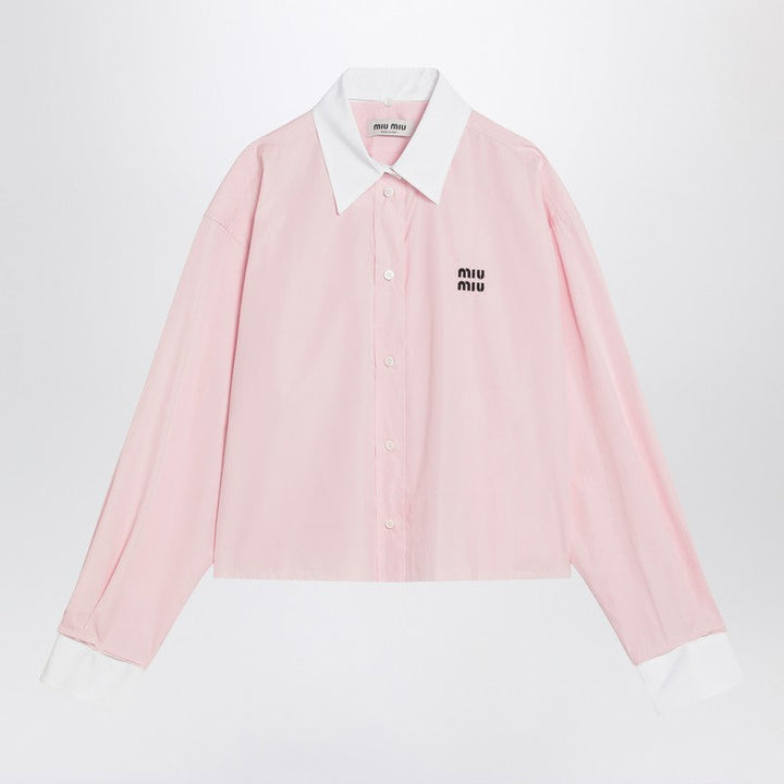 Miu Miu Pink Cotton Shirt With Logo Women
