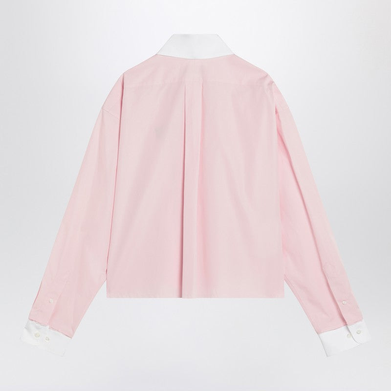 Miu Miu Pink Cotton Shirt With Logo Women
