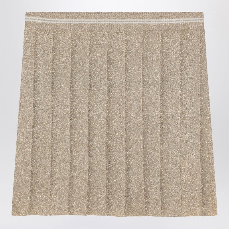 Miu Miu Gold Pleated Lurex Miniskirt Women