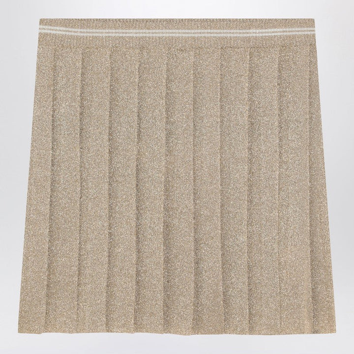 Miu Miu Gold Pleated Lurex Miniskirt Women
