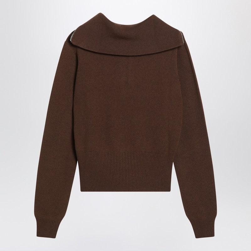 Miu Miu Cocoa Cashmere Sweater With Zip Women