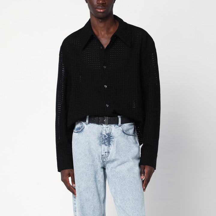 Séfr Black Wes Shirt In Mesh Cotton Men