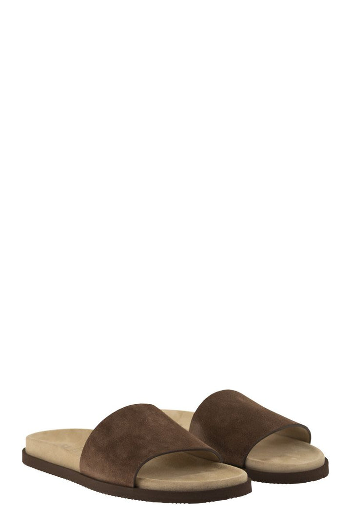 BRUNELLO CUCINELLI Flat Suede Sandals for Men