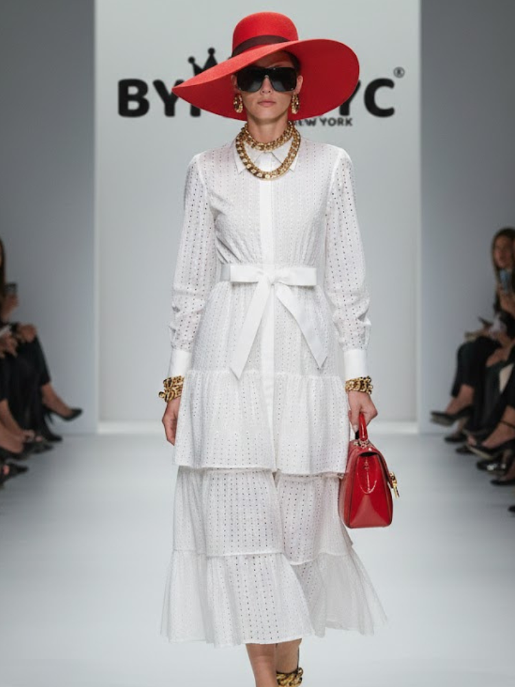 Maxi Dress New Collection BYMANYC ® New York • Eyelet Embroidery &amp; Tiered Ruffles