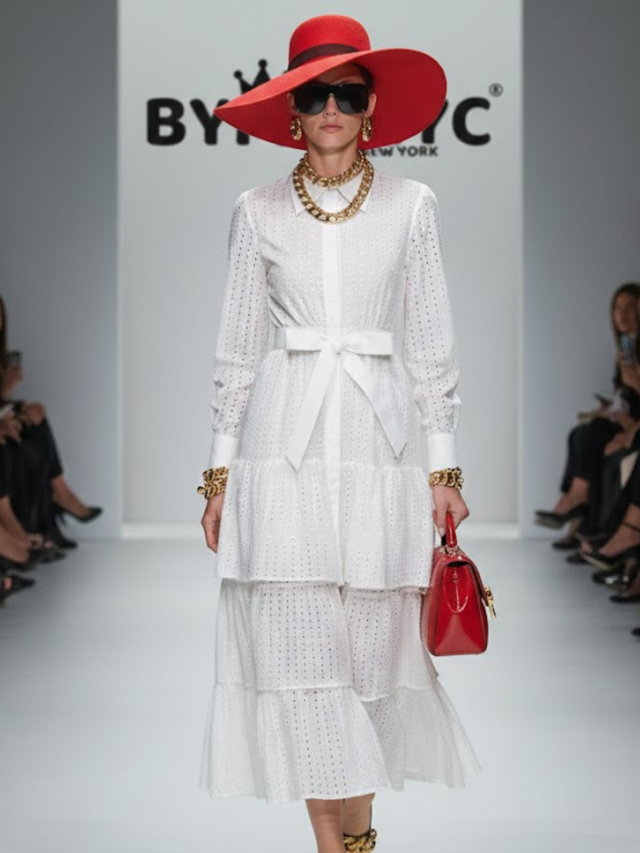 Maxi Dress New Collection BYMANYC ® New York • Eyelet Embroidery &amp; Tiered Ruffles