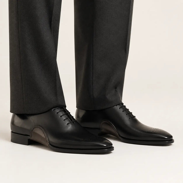 Goodyear Handmade Patina Oxford Shoes-Black