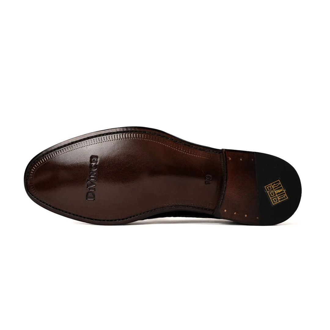 Black Crocodile Loafers with Tassels