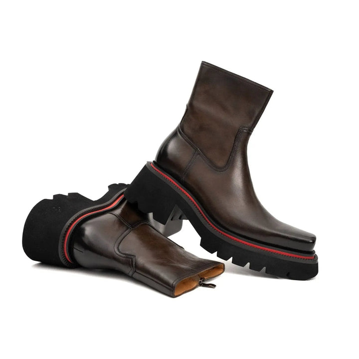 Dark Brown Calf Leather Chelsea Boots