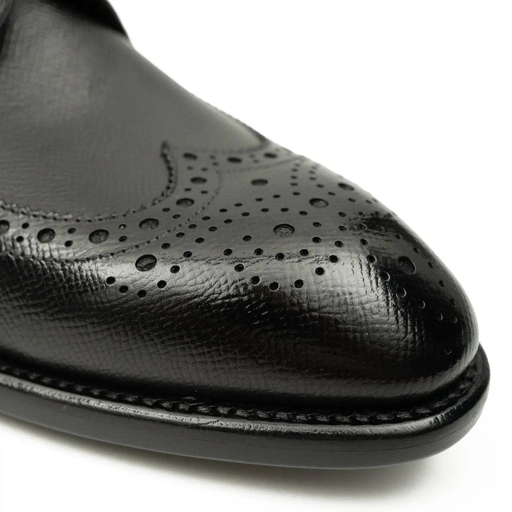 Black Wingtip Calf Leather Oxford Shoes