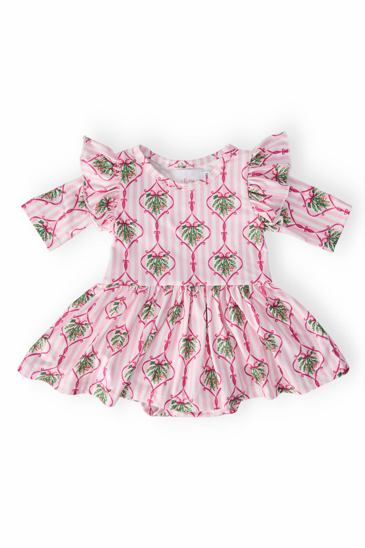 Merry Mistletoe 3/4 Sleeve Twirl Flutter Bodysuit