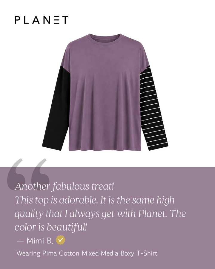 Pima Cotton Mixed Media Boxy T-Shirt - Capri