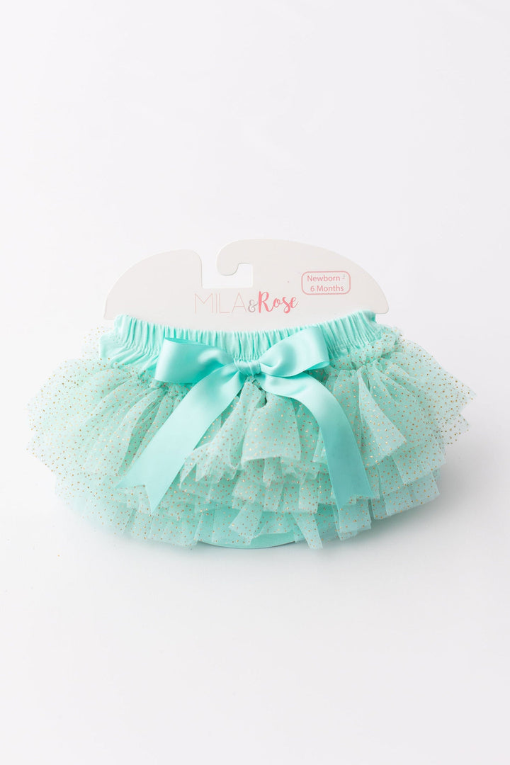 Mint &amp; Gold Glitter Ruffle Tutu Bloomer