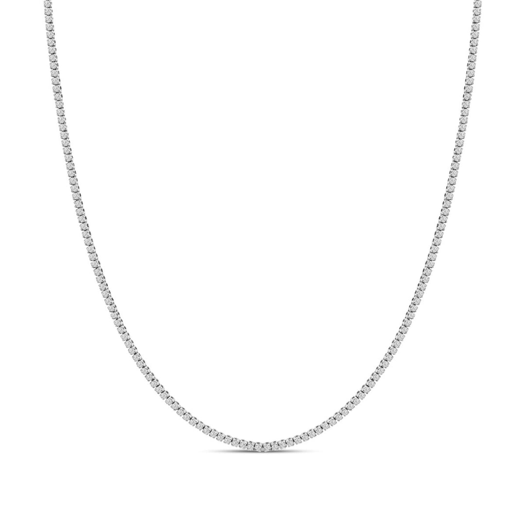 14K White Gold 3.0 Cttw Diamond Tennis Necklace