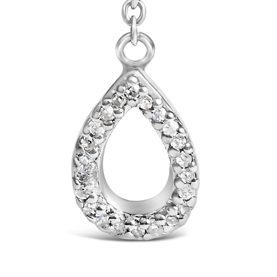 Sterling Silver Created Blue Sapphire and Diamond Accent Y Necklace