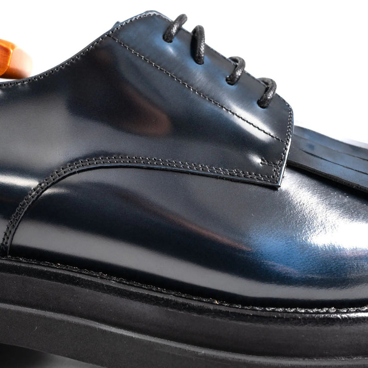 Blue Kiltie Calf Leather Derby Shoes