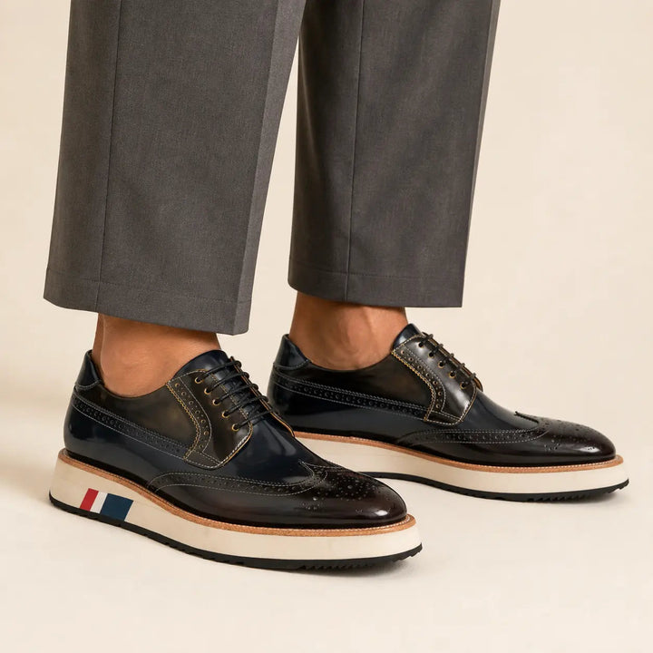 Black &amp; Brown Brogues with Striped Sole