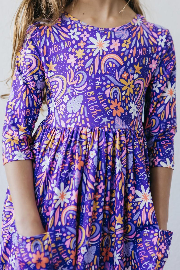 No Bad Days 3/4 Sleeve Pocket Twirl Dress