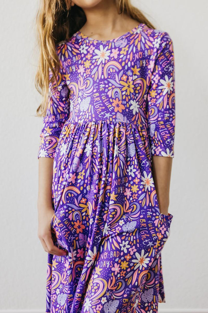 No Bad Days 3/4 Sleeve Pocket Twirl Dress