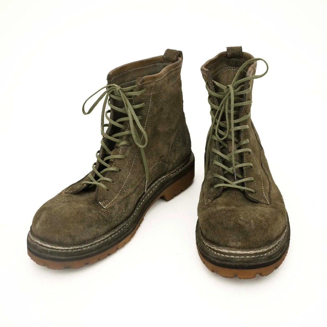 Brown Plain-Toe Horsehide Ankle Boots