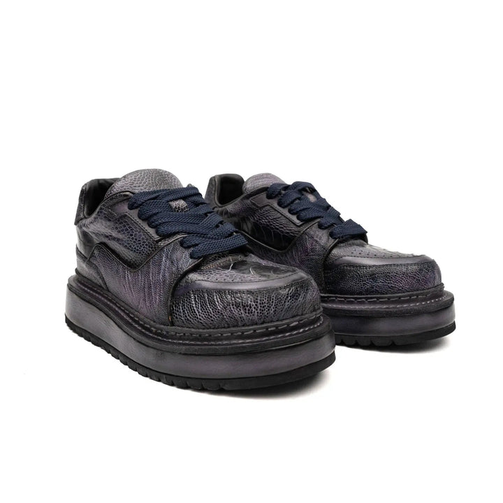Purple Platform Lizard Leather Sneakers