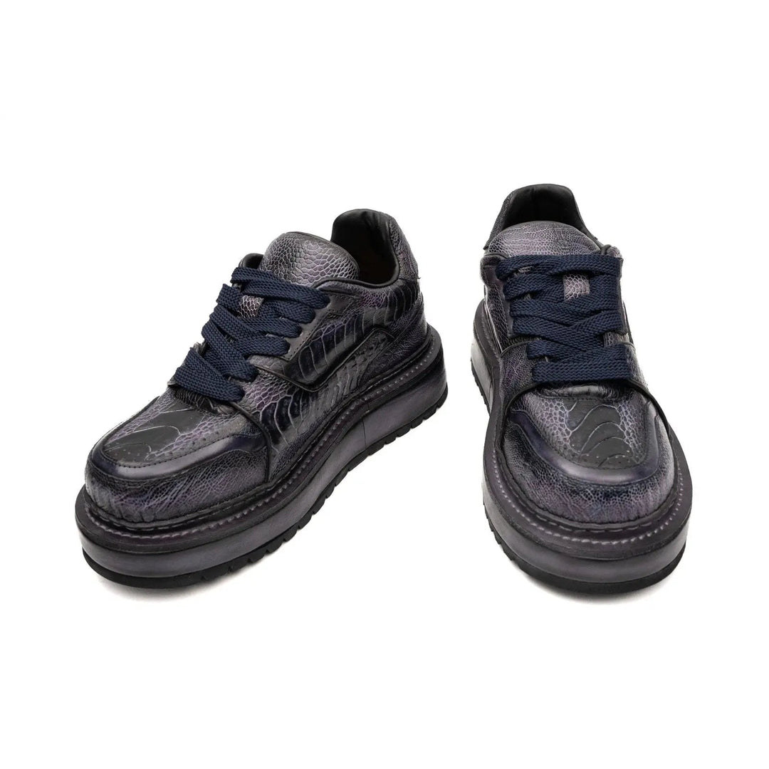 Purple Platform Lizard Leather Sneakers