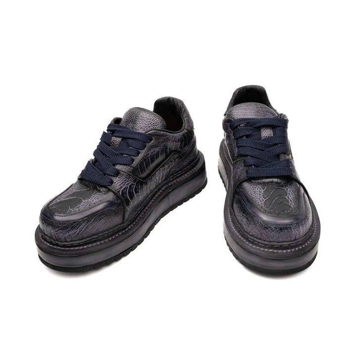 Purple Platform Lizard Leather Sneakers