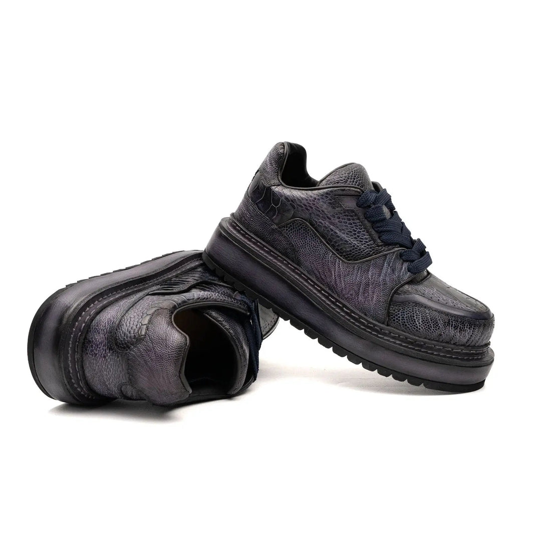 Purple Platform Lizard Leather Sneakers