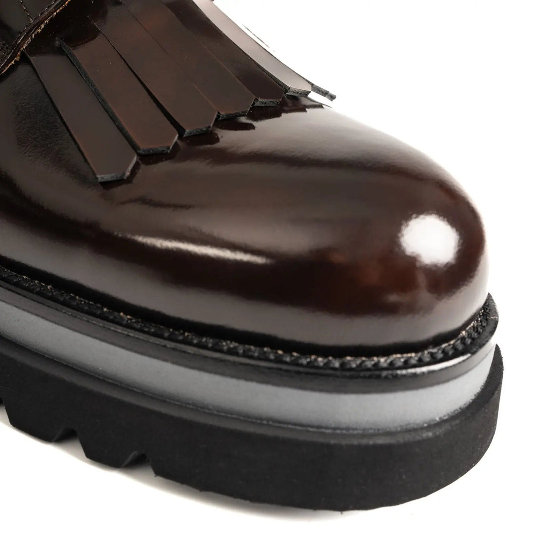 Dark Brown Kiltie Calf Leather Derby Shoes