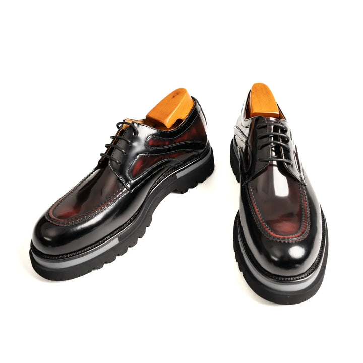 Burgundy Calf Leather Derby Shoes