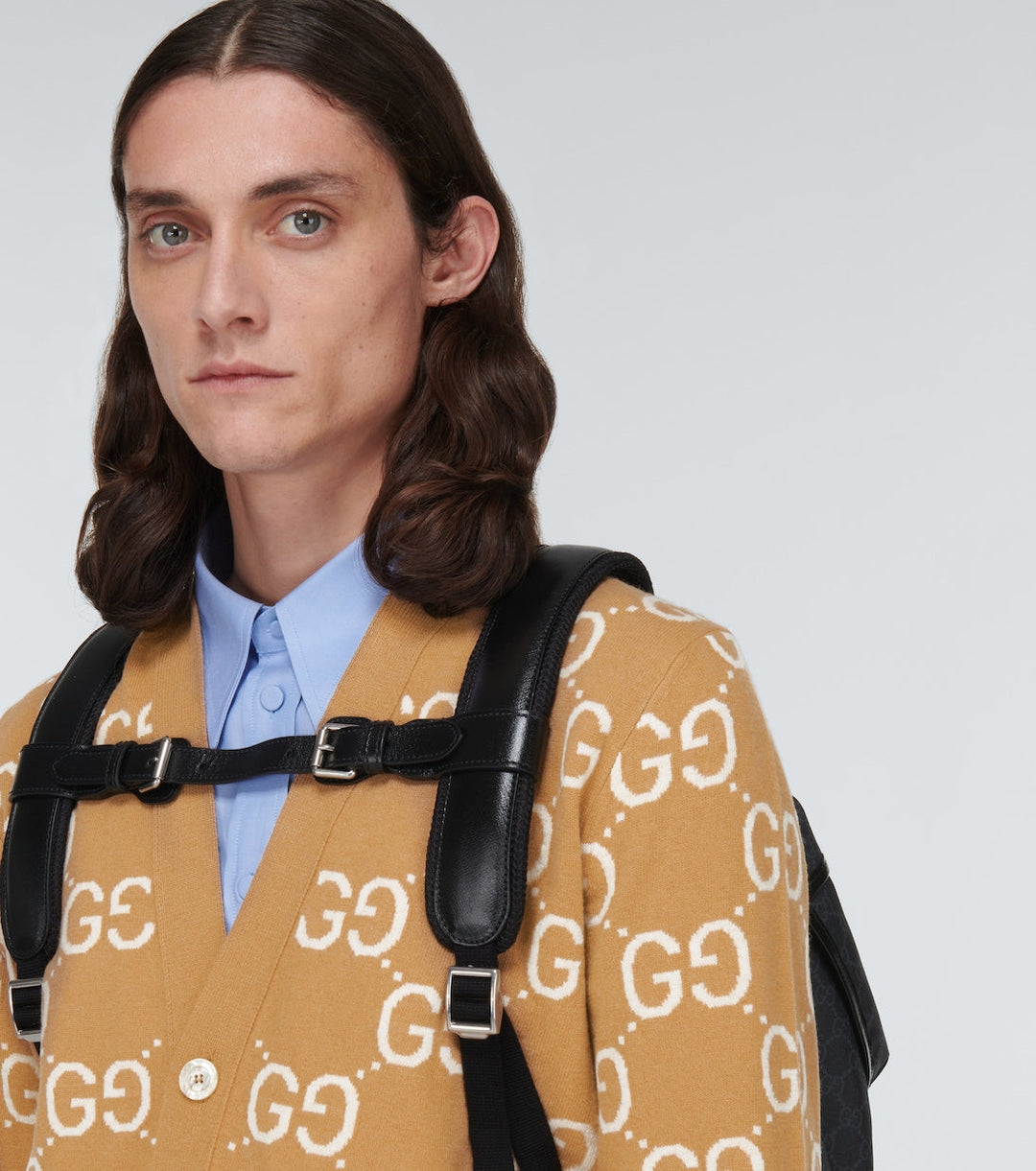 Gucci Men Gg Jacquard Wool Cardigan