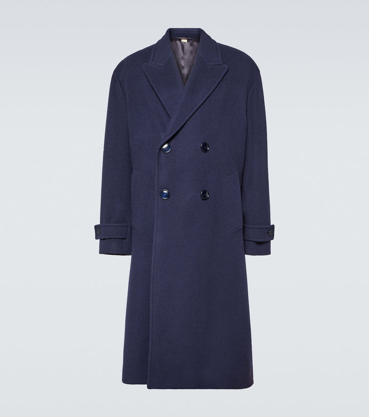 Gucci Men Double-Breasted Wool Overcoat
