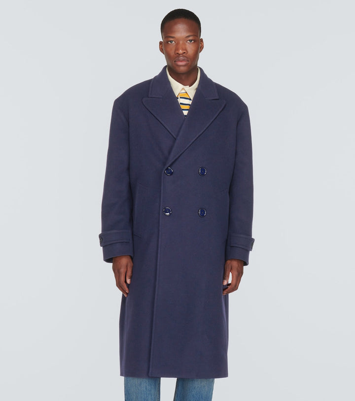Gucci Men Double-Breasted Wool Overcoat