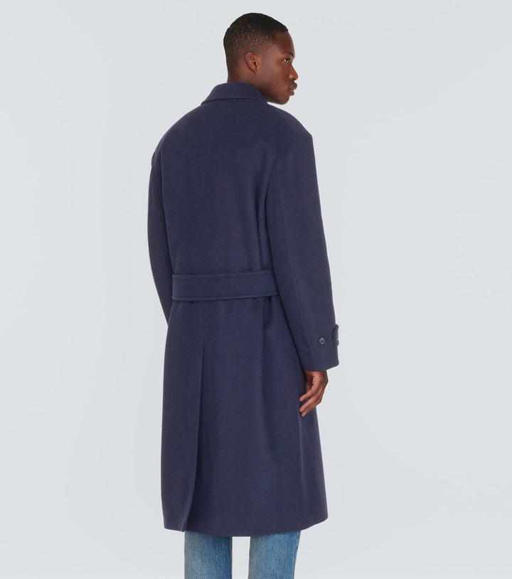 Gucci Men Double-Breasted Wool Overcoat