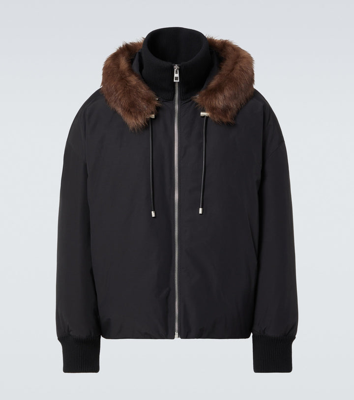 Loewe Men Shearling-Trimmed Cotton-Blend Jacket