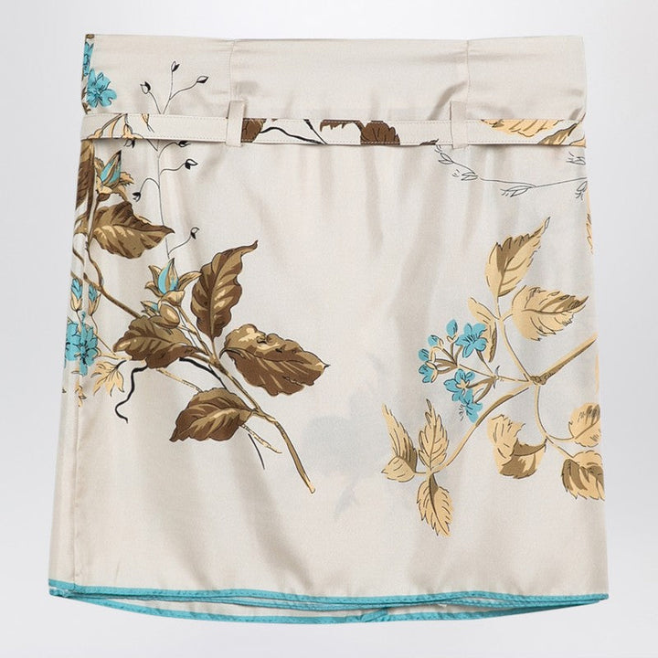 Prada Sand-Coloured Mini Skirt With Silk Print Women