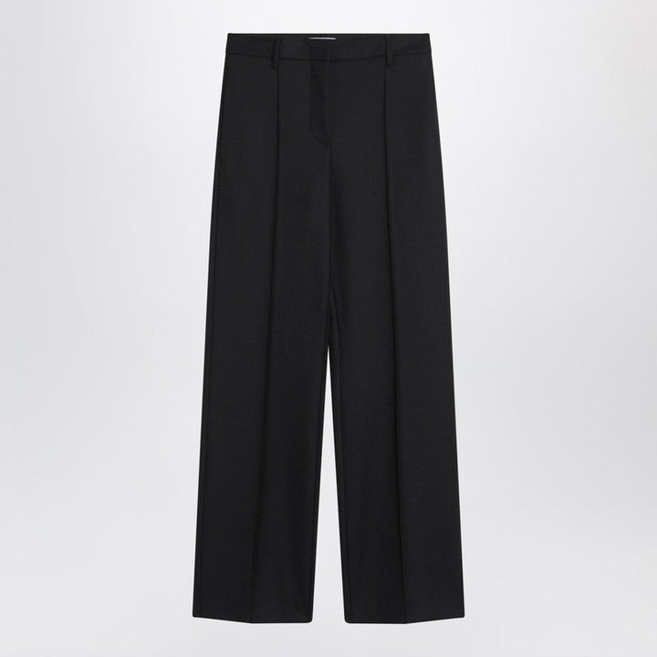 Prada Blue Wool Wide Trousers Women