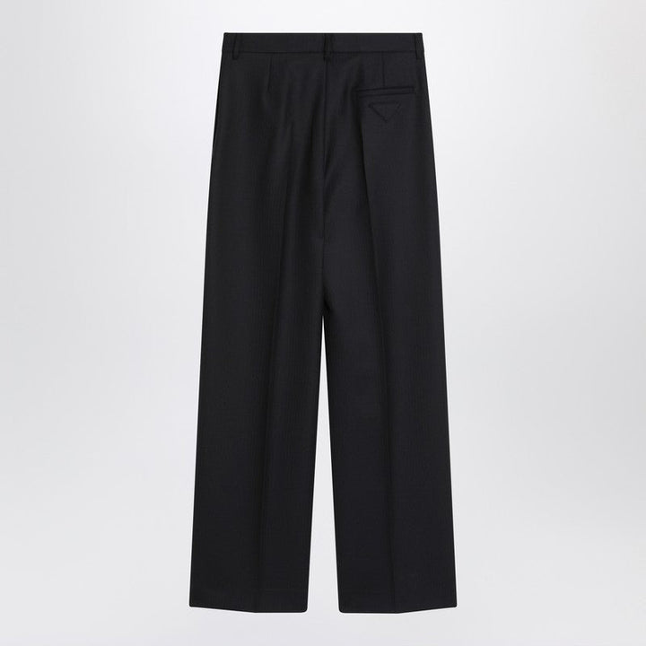 Prada Blue Wool Wide Trousers Women