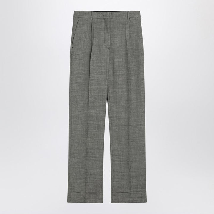 Prada Wide Grey Trousers In Wool Women