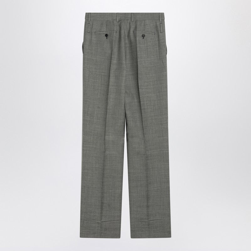 Prada Wide Grey Trousers In Wool Women