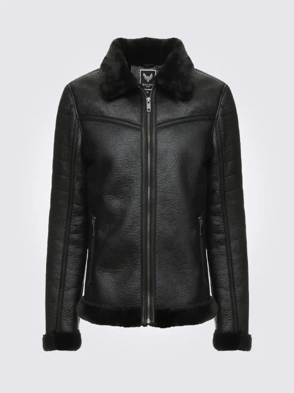 Brave Black Shearling Leather Jacket