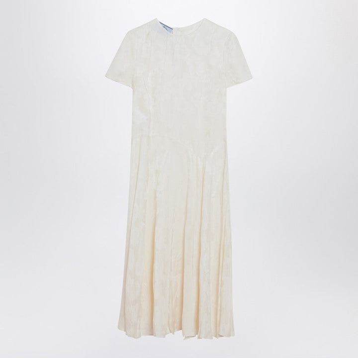 Prada Ivory Dress In Damask Silk Blend Women