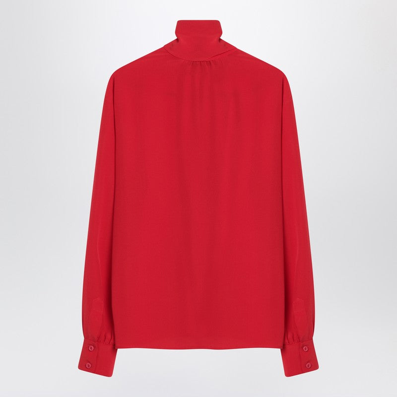 Prada Red Silk Blouse With Scarf Women