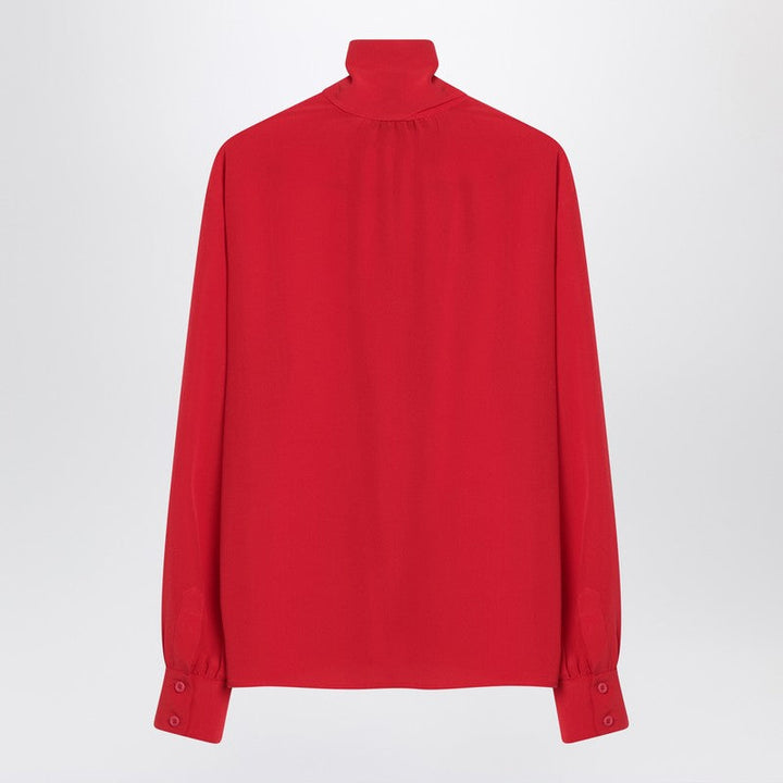 Prada Red Silk Blouse With Scarf Women