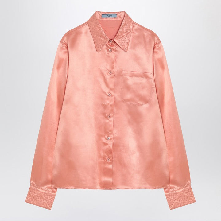 Prada Coral-Coloured Shirt In Silk Blend Women