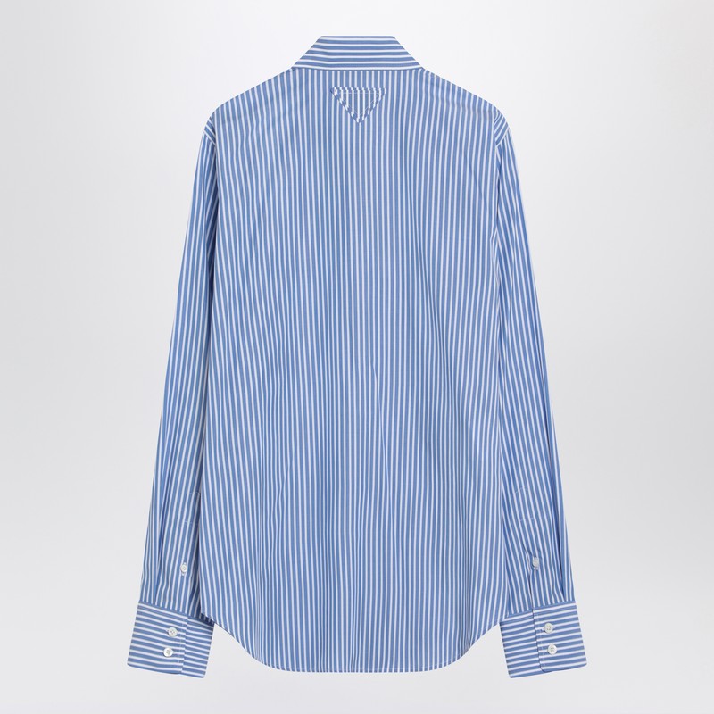 Prada Light Blue Poplin Shirt With Rhinestones Women