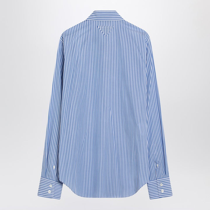 Prada Light Blue Poplin Shirt With Rhinestones Women
